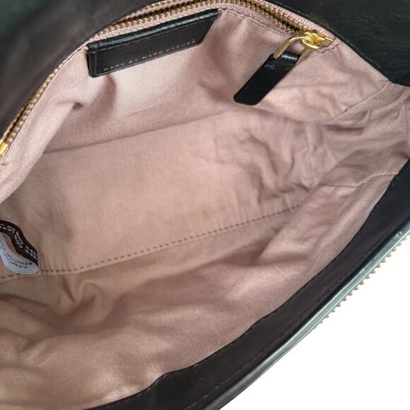 Marc by Marc Jacobs Black Leather Crossbody Bag Purse Gold Zip - Picture 9 of 16